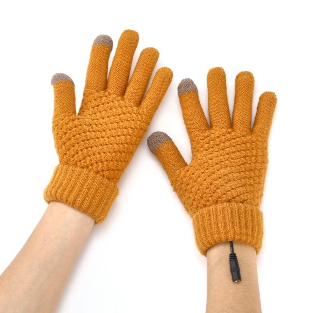 Thickened Touch Screen Knitted Gloves Full Finger Warmer Winter Electric Mitten Heated Gloves