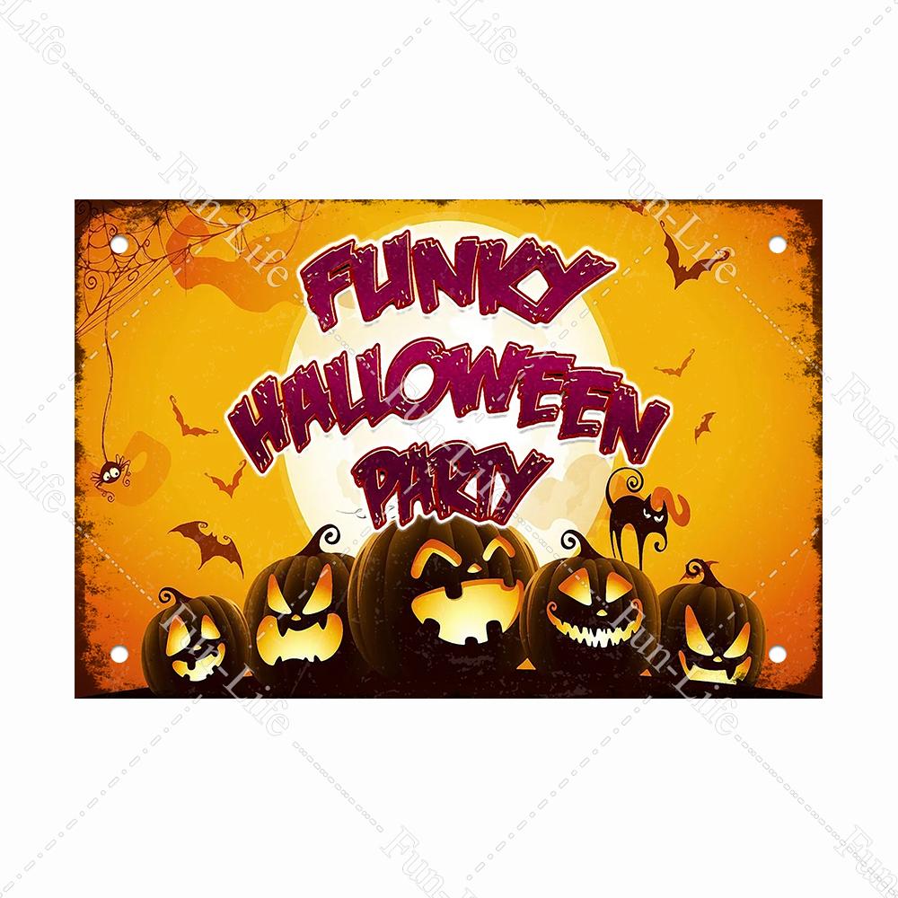 Halloween Shabby Chic Home Bar Festival Vintage Wall Decor Metal Tin Signs Pub Tavern Retro Pumpkin Decorative Plate 20x30cm