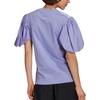 adidas Originals Three Stripes Round Neck Pullover Printed Letter Casual Short Sleeve Lantern Sleeve T-Shirt Women Tops Purple H59037