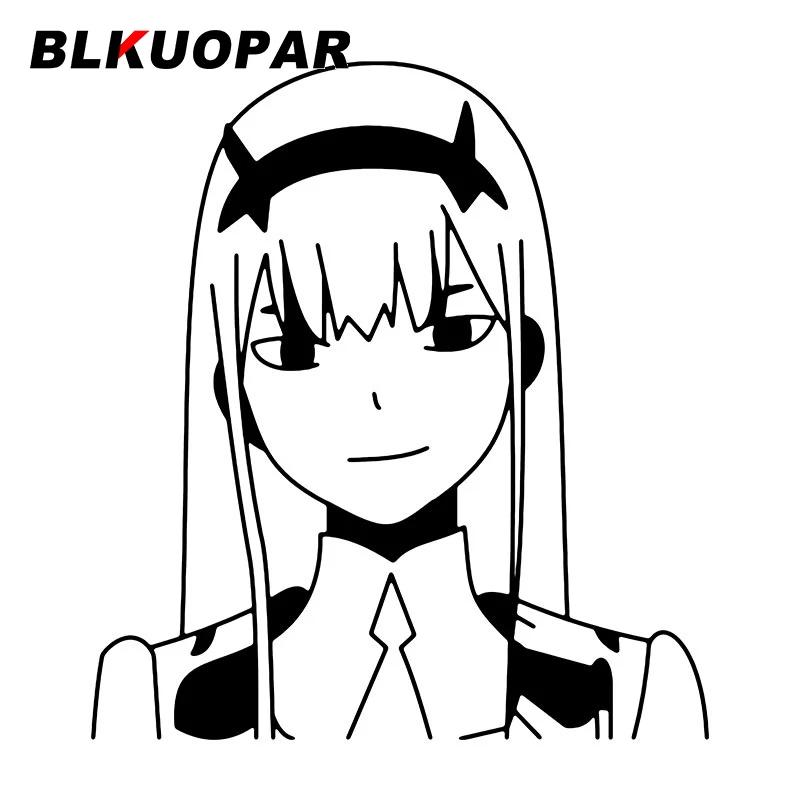BLKUOPAR Zero Two Smile Anime Car Stickers Personality Peeker Cute Car Label Waterproof Sunscreen Silhouette Decal Decoration