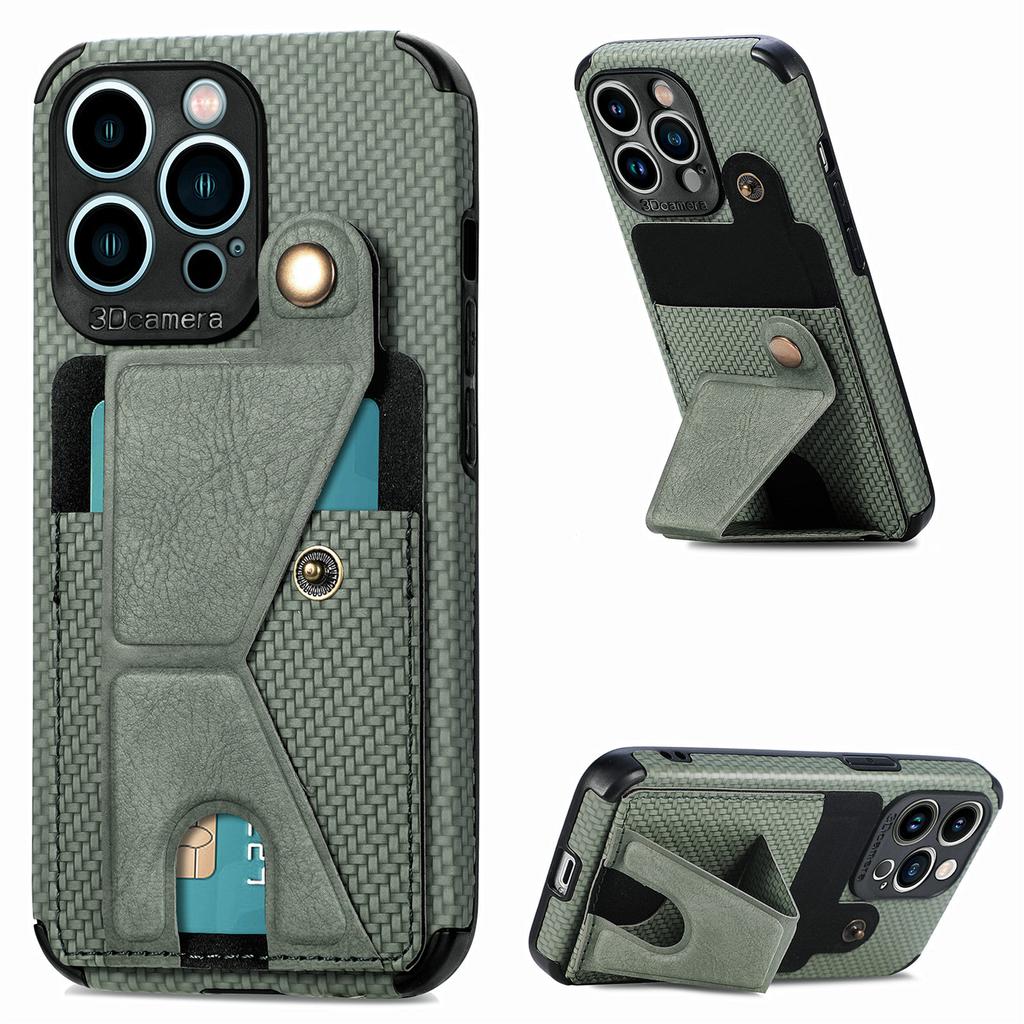 Magnetic Card Holder Wallet Stand Case for IPhone 16 Pro Max 16e 13 11 12 14 15 Plus XR X XS Bag Cover Carbon Fiber Pocket Cover