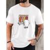 European Size Men'S & Women'S White Russian Cyrillic Text Print T-Shirt - 180gsm Heavyweight Short Sleeve Crewneck Casual Streetwear Tee with Blue
