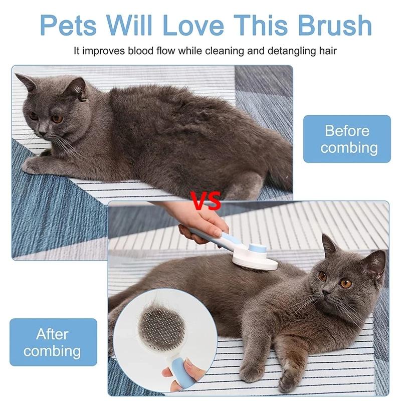 Self Cleaning Slicker Brush for Dog and Cat Removes Undercoat Tangled Hair Massages Particle Pet Comb Pet Supplies