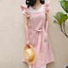 Ruffled Shoulder Strap Apron - Breathable Cotton Linen, Water Repellent for Household Chores & Baking