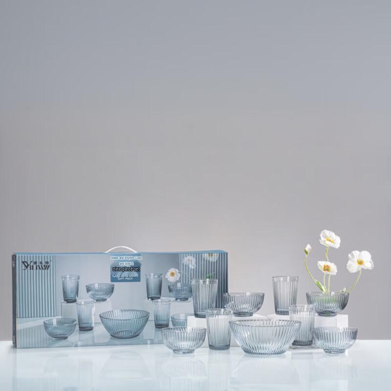 YiLiWu Colorful Glass Cup and Bowl Set