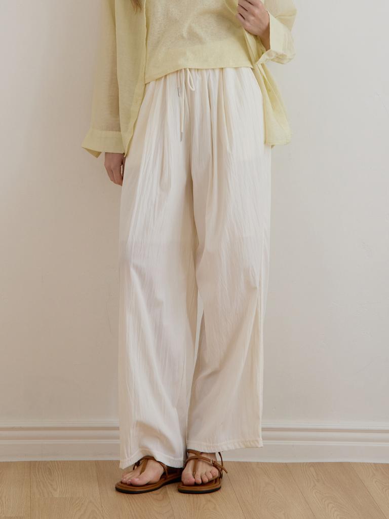 LE STUDIO Obi Cover Pintuck Summer Pants Ivory