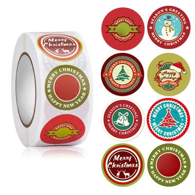 Christmas Themed Seal Labels Envelope Round Stickers Self-Adhesive Scrapbooking DIY Craft Gift Wrapping Decor