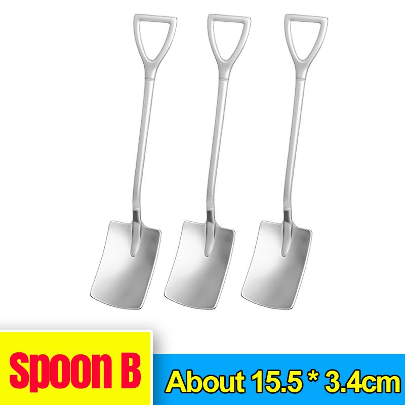 10/1PCS Stainless Steel Forks And Spoon Creative Shovel Shaped Spoons Dessert Fork Ice Cream Scoops Home Tableware Cutlery Set
