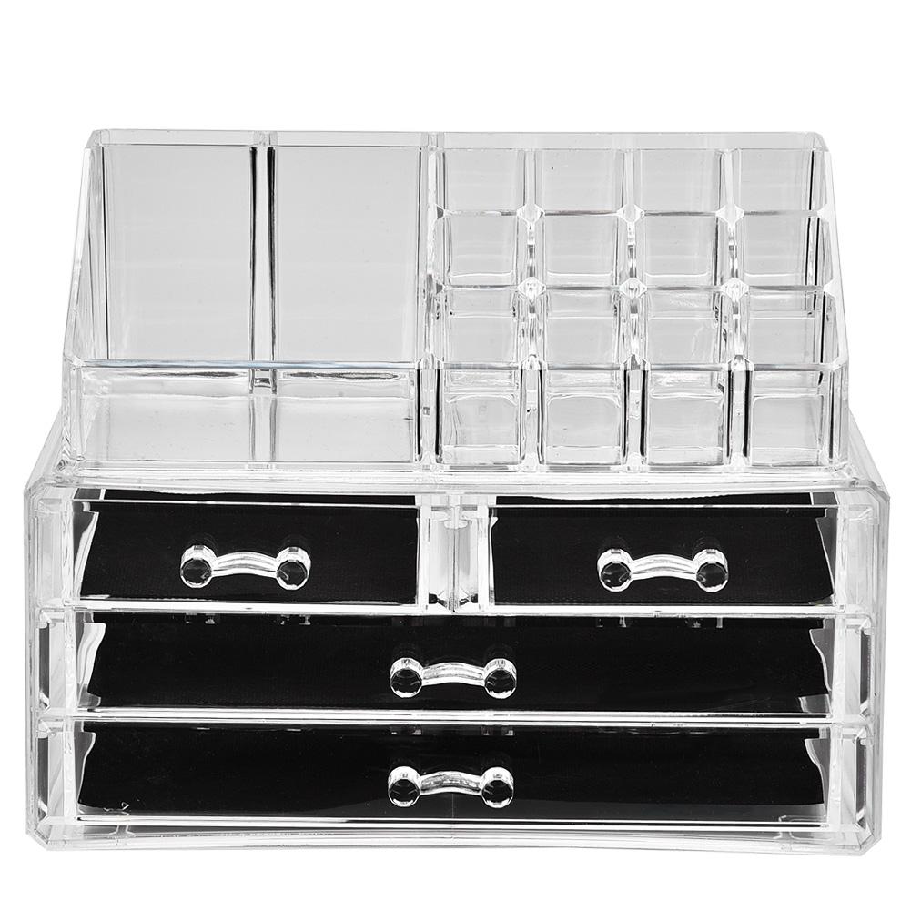 Clear Makeup Cosmetics Organizer Jewelry Storage Box Multi Layer Case with Drawers