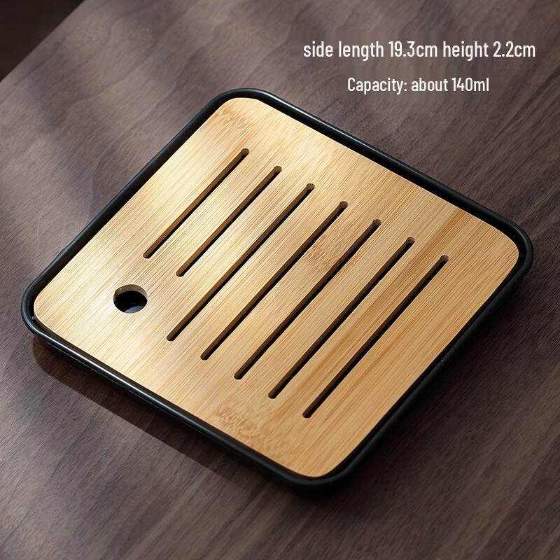 ME Simple Bamboo Melamine Drainage Tea Tray Square Tray