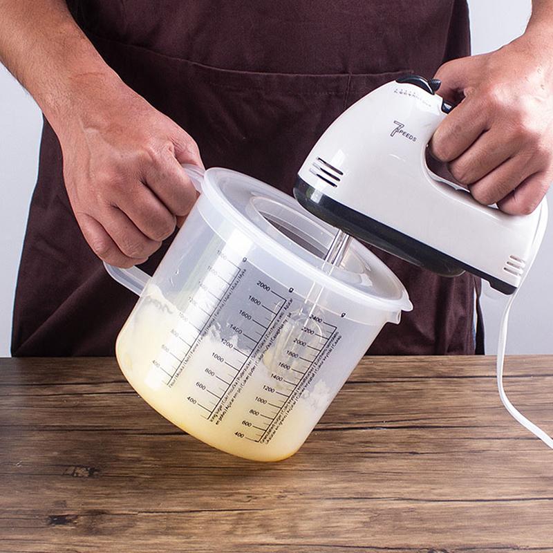 1Pc 2.5L Large Capacity Baking Measuring Cup Scale Kitchen Mixing Bowl With Lid