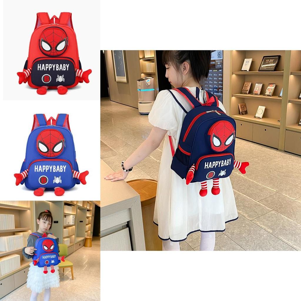 Spider Man 3d Pattern Kids Backpack With Breathable Nylon For Kindergarten And Elementary Use