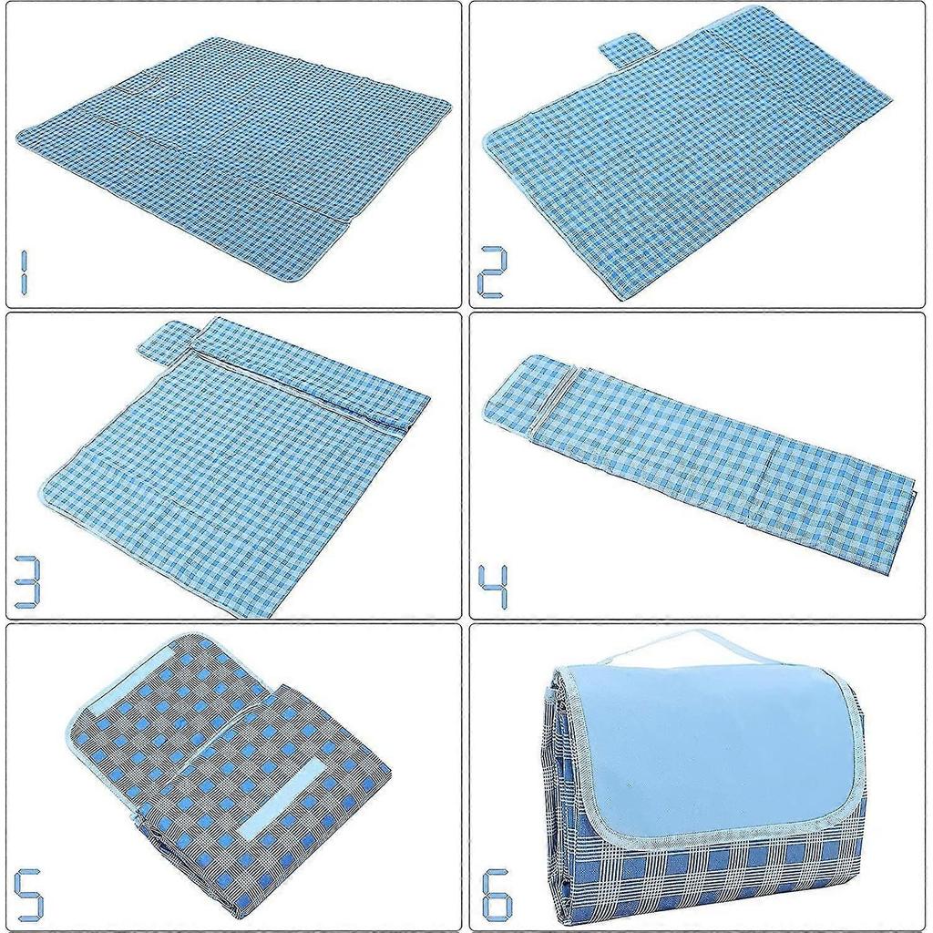 Picnic Blanket 200 X 200cm Outdoor Beach Blanket Foldable Waterproof Backing Picnic Blankets With Carrying Handle For Family, Beach, Lawn, Hiking, Cam
