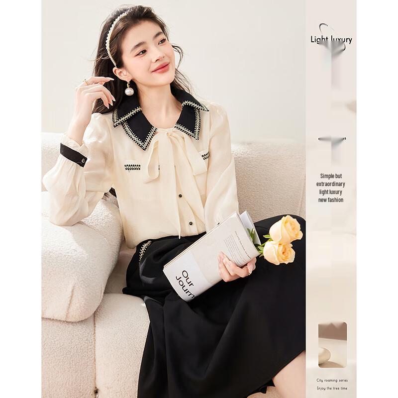 

Si Shui Nian Hua 2025 Tencel Blend Bow Tie Lapel Midi Dress XL