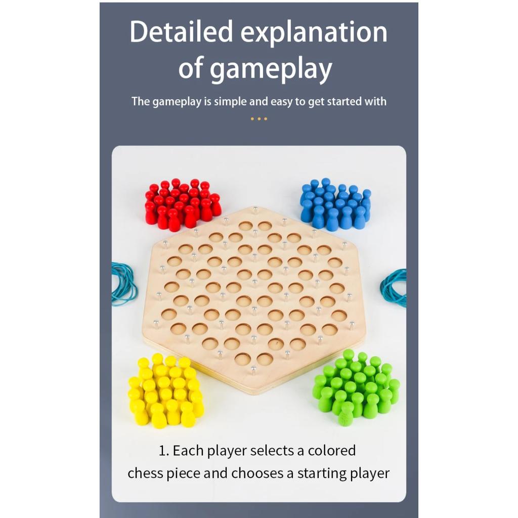 Kid Chain Triangle Chess Social Board Game Battle Chess Game Wooden Toy for Parent-Phild Interaction Family Party Logic Thinking