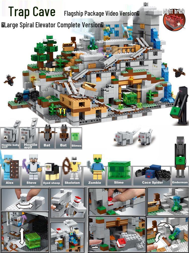 Compatible Lego Bricks: Minecraft Cave, War Village Puzzle for Boys, Birthday Gift
