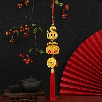 Long Tassel Chinese Lunar New Year Snake Pendant Gold-Plated Spring Festival Hanging Ornament  Gift