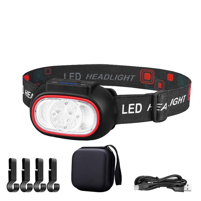 Powerful 4 LED Sensor Headlamp USB Rechargeable Headlight Led Head Torch Camping Search Light Head Flashlight Fishing Lantern