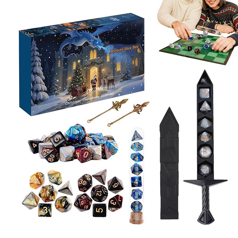 Christmas Advent Calendar 2025, Mystery DND Dice Set Vacation Advent Calendar 24 Days,Suitable for Dungeons and Dragons RPG, Role Playing Table Game