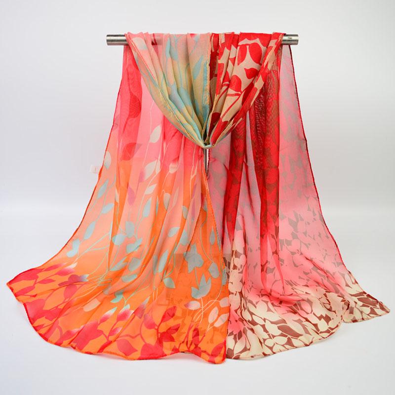 

Attractive Women Fashion Design Printed Silk Soft Chiffon Shawl Scarve Wrap помаранчевий