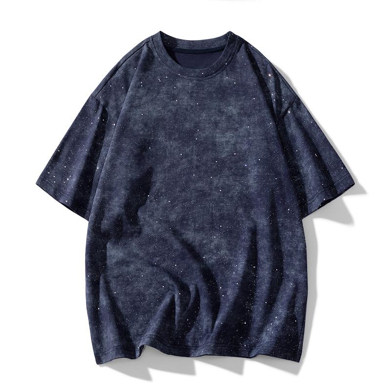 Tricou cu mânecă scurtă pentru bărbați, de vară, subțire, larg, cu gât rotund, cu mânecă pe jumătate