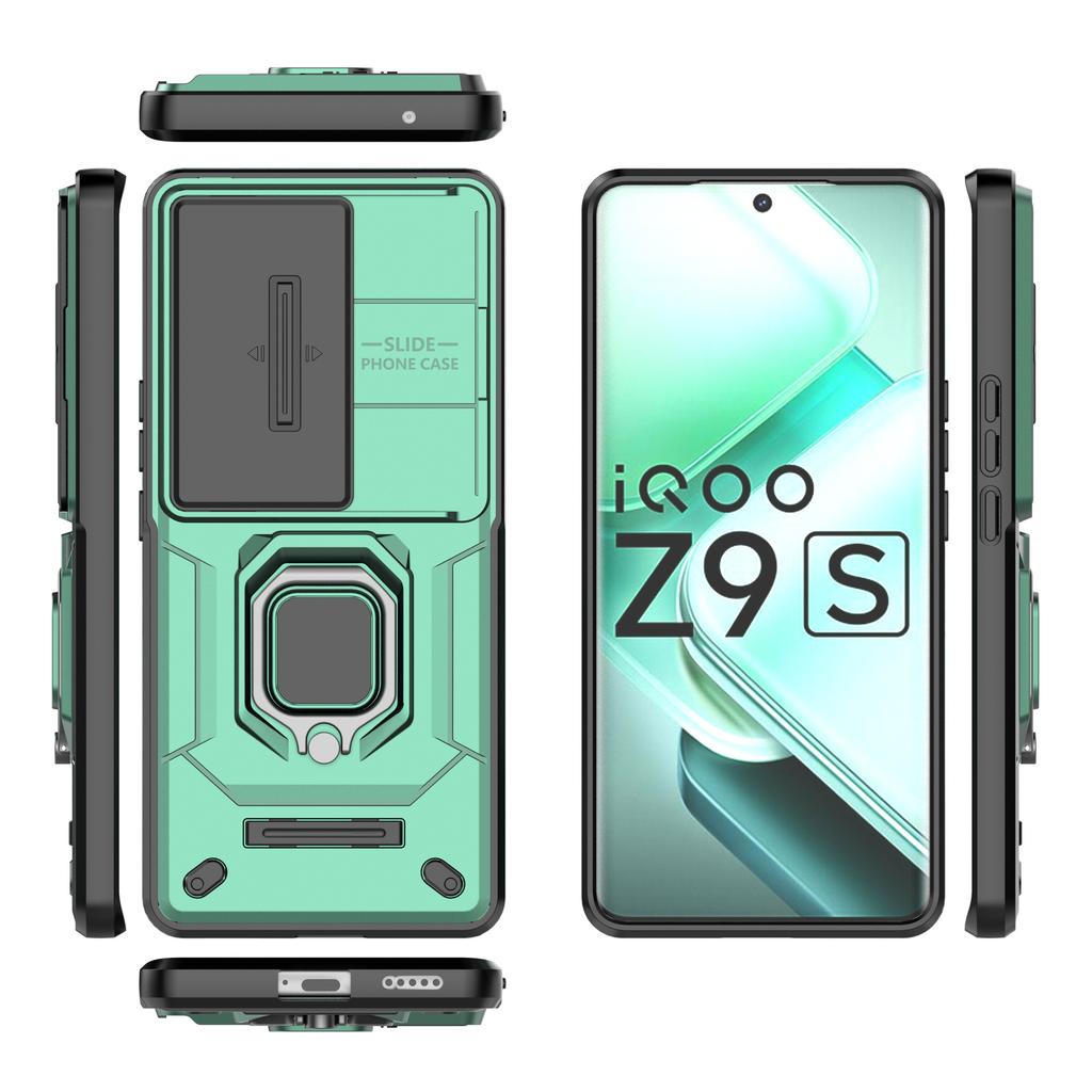 For Vivo iQOO Z9s 5G Case PC+TPU Kickstand Phone Protector with Lens Cover