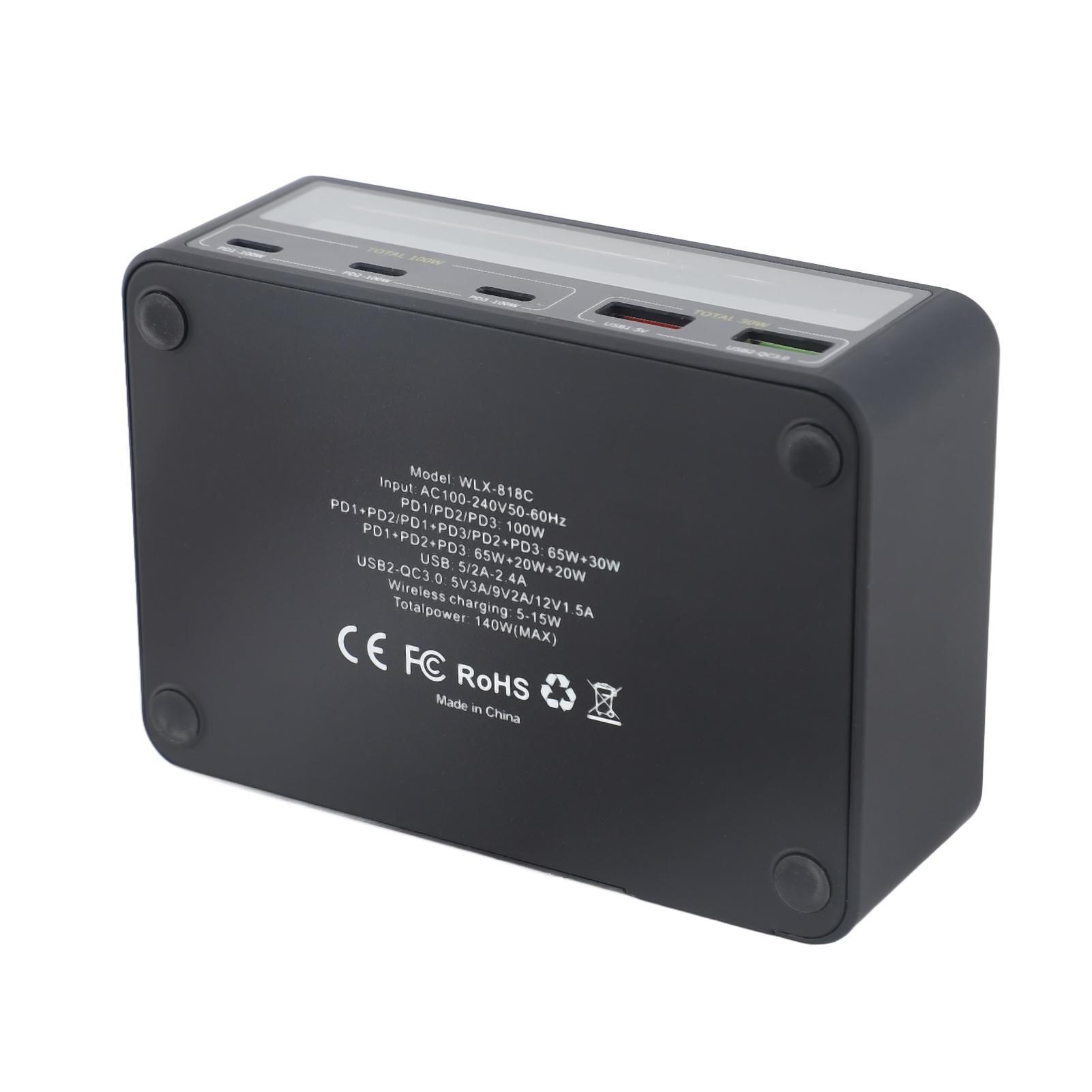 

Быстрая беспроводная зарядная станция 6 в 1 140 Вт Смарт-зарядное устройство с магнитной зарядкой для планшетов и ноутбуков Android US Plug