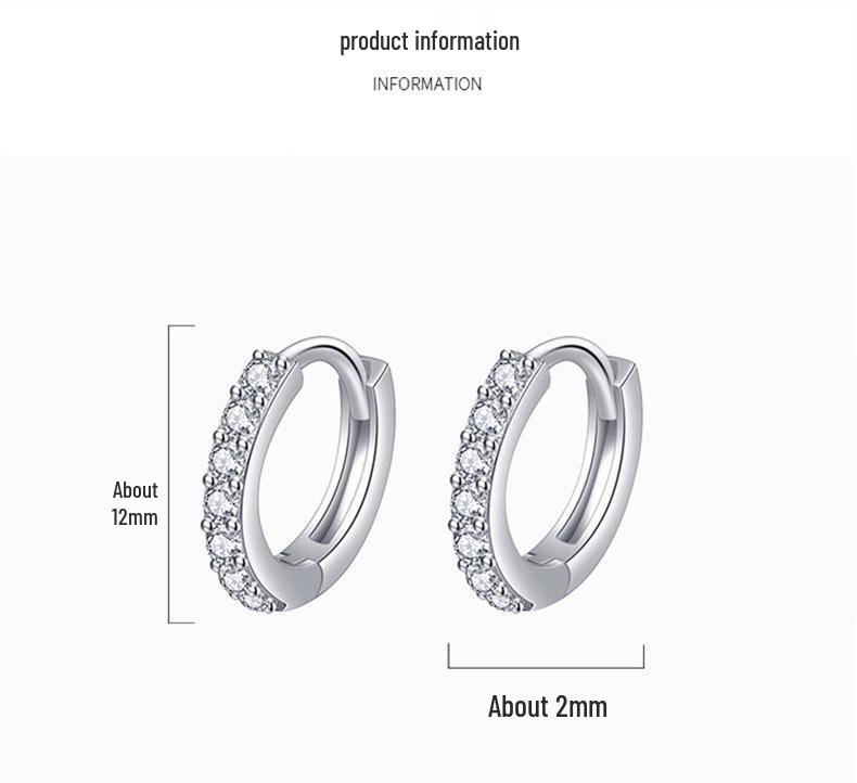 Korean Style S925 Sterling Silver Circle Earrings with Zircon Inlay – Women's Simple Studs