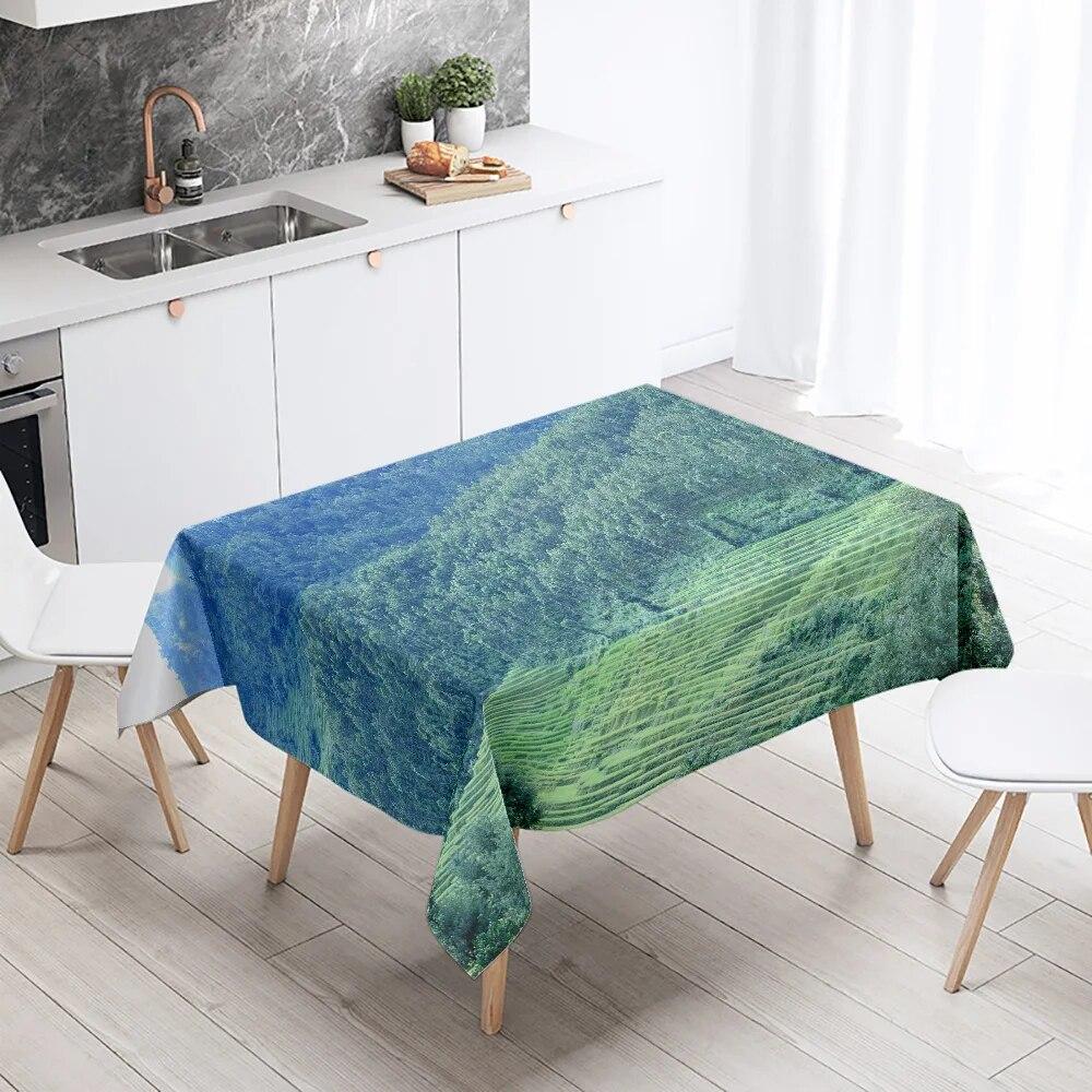 

Прямоугольная скатерть с принтом лесных деревьев, уличная пятностойкая водостойкая кухонный стол для кемпинга, домашний декор 40x70cm