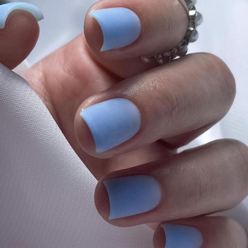 Frosted Removable Wearable Square Manicure Nail Tips Stickers in Solid Colors