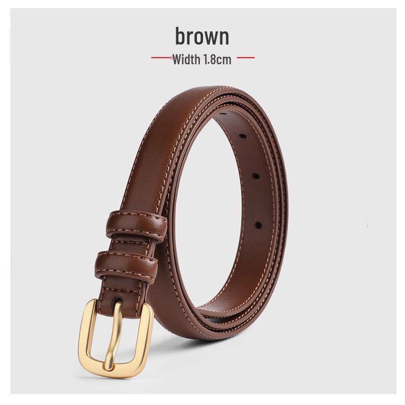 Women's High-End Fashion Smooth Buckle Leather Belt - Trendy and Versatile for Jeans or Casual Wear