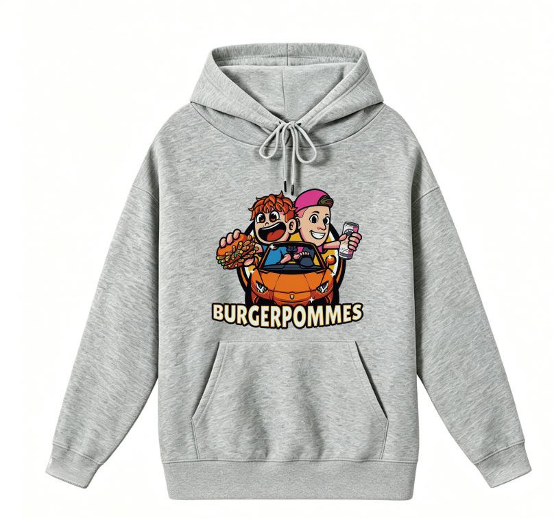 Grenzüberschreitender Kinder-Cartoon-Print Unisex-Kapuzenpullover 120cm licht grau