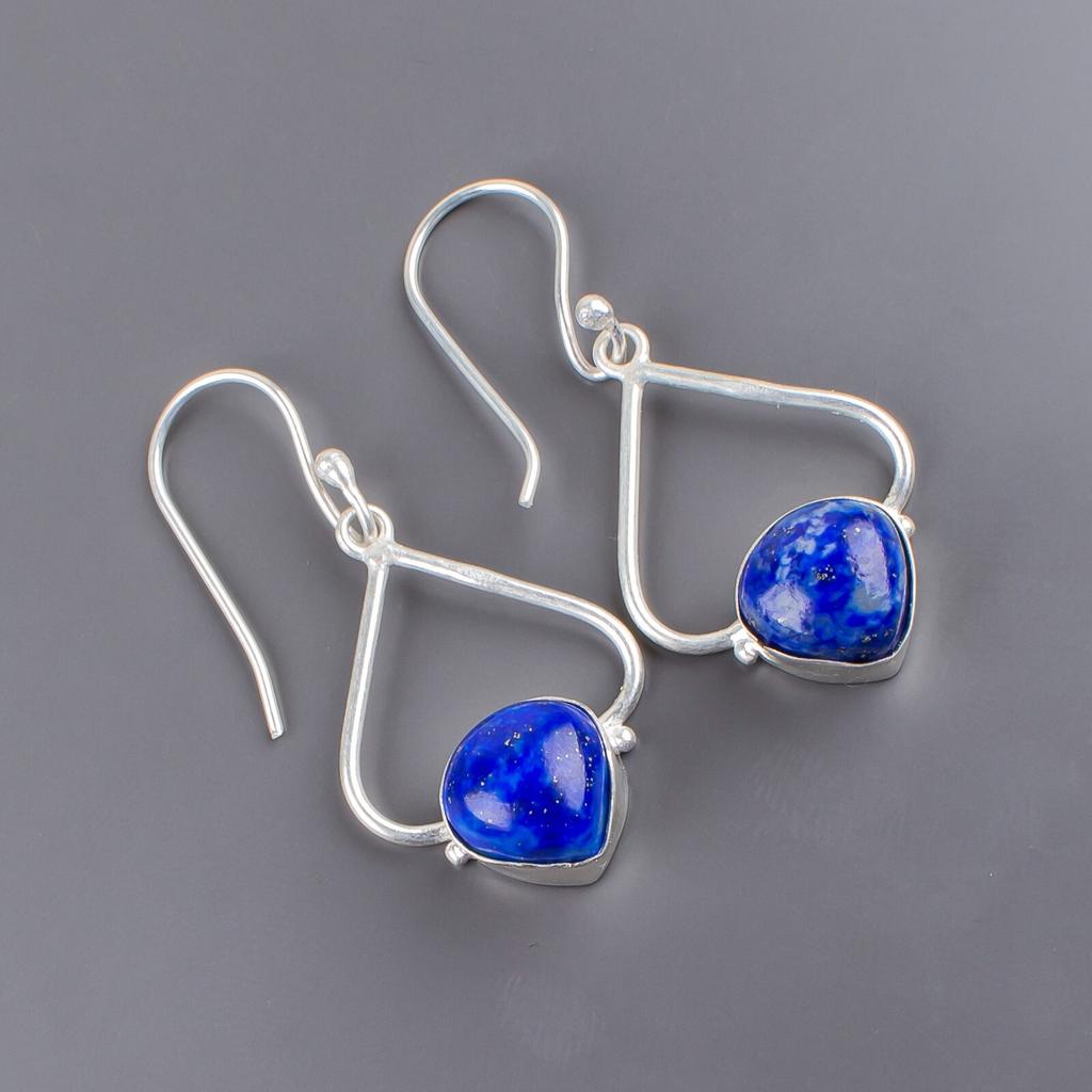 Lapis Lazuli Gemstone 925 Sterling Silver Trendy Jewelry Earrings1.80" For Women EE-33-23