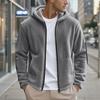 Men's Fleece Lined Hooded Zip Up Jacket Loose Casual Coat.