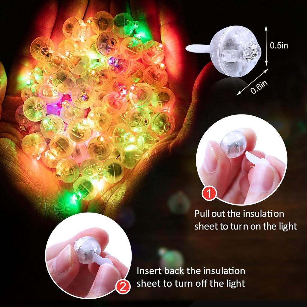 50/100 Pezzi Luci LED per Palloncini Mini Palloncini Sfera Rotonda Luce Notturna Lampada LED Flash per Lanterne di Carta Decorazioni per Feste di Matrimonio