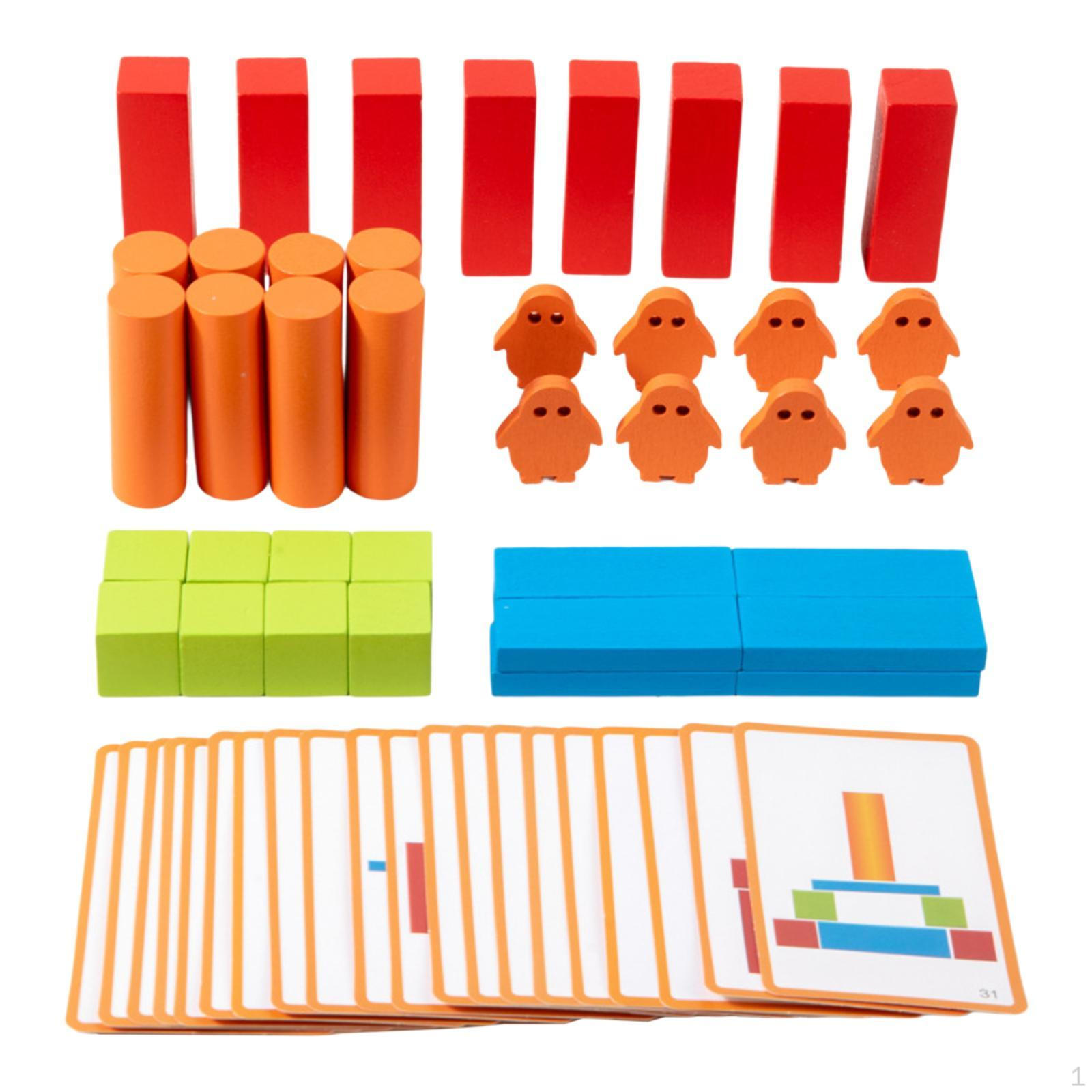 

Wooden Building Blocks Set Sorting Toys Build Create Stack Manipulatives Stacking Color Shape