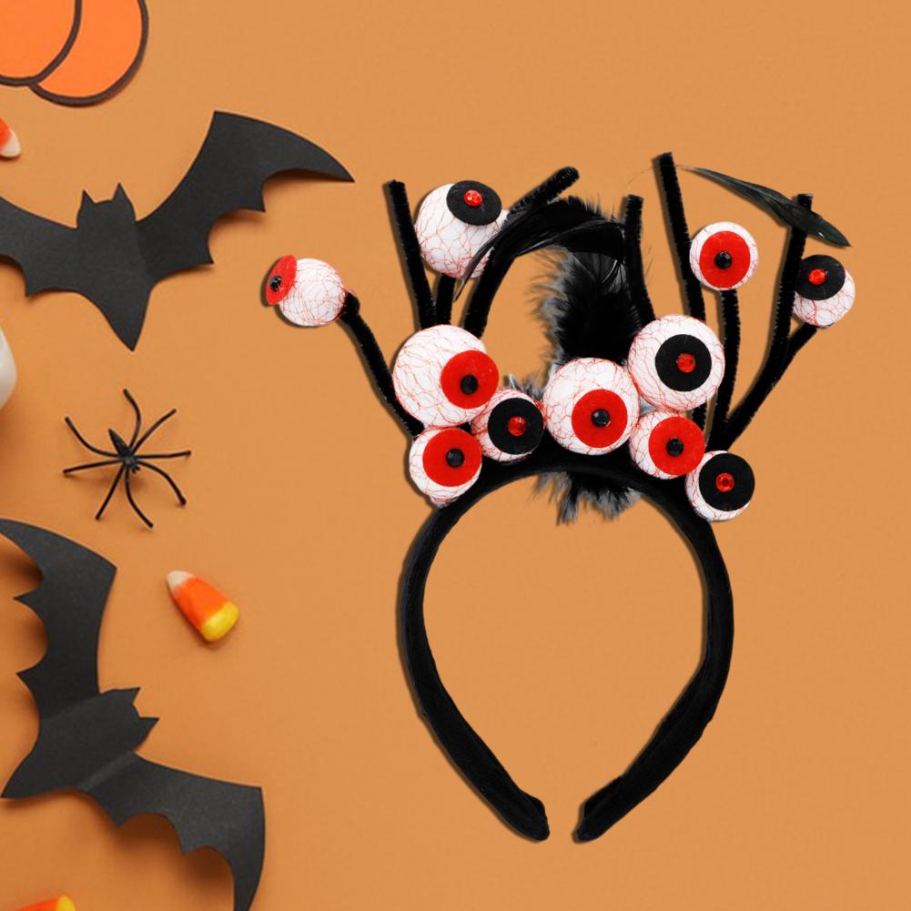 Halloween Headband Horror Eyeballs with Blood Streak Headband Scalp-friendly Hairhoop for Halloween Costume Party Cosplay
