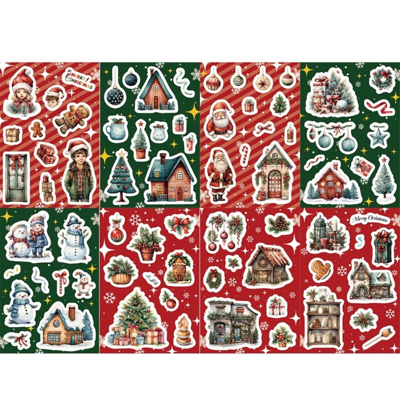 

Pack of 8 Christmas Stickers Featuring Santa Snowman and Tree Designs for Holiday Albums and Creative Projects 1