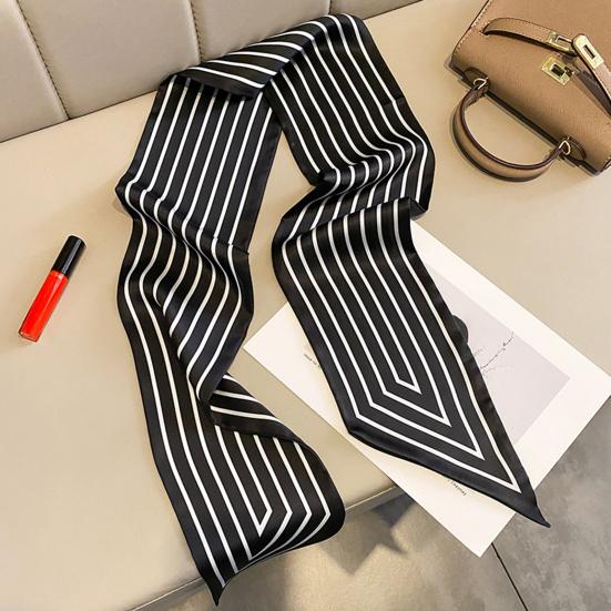 Women Neck Scarf Striped Contrast Color Satin Triangle Edge Wide Band Neck Decoration OL Style Commute Lady Hair Band Clothes Accessory