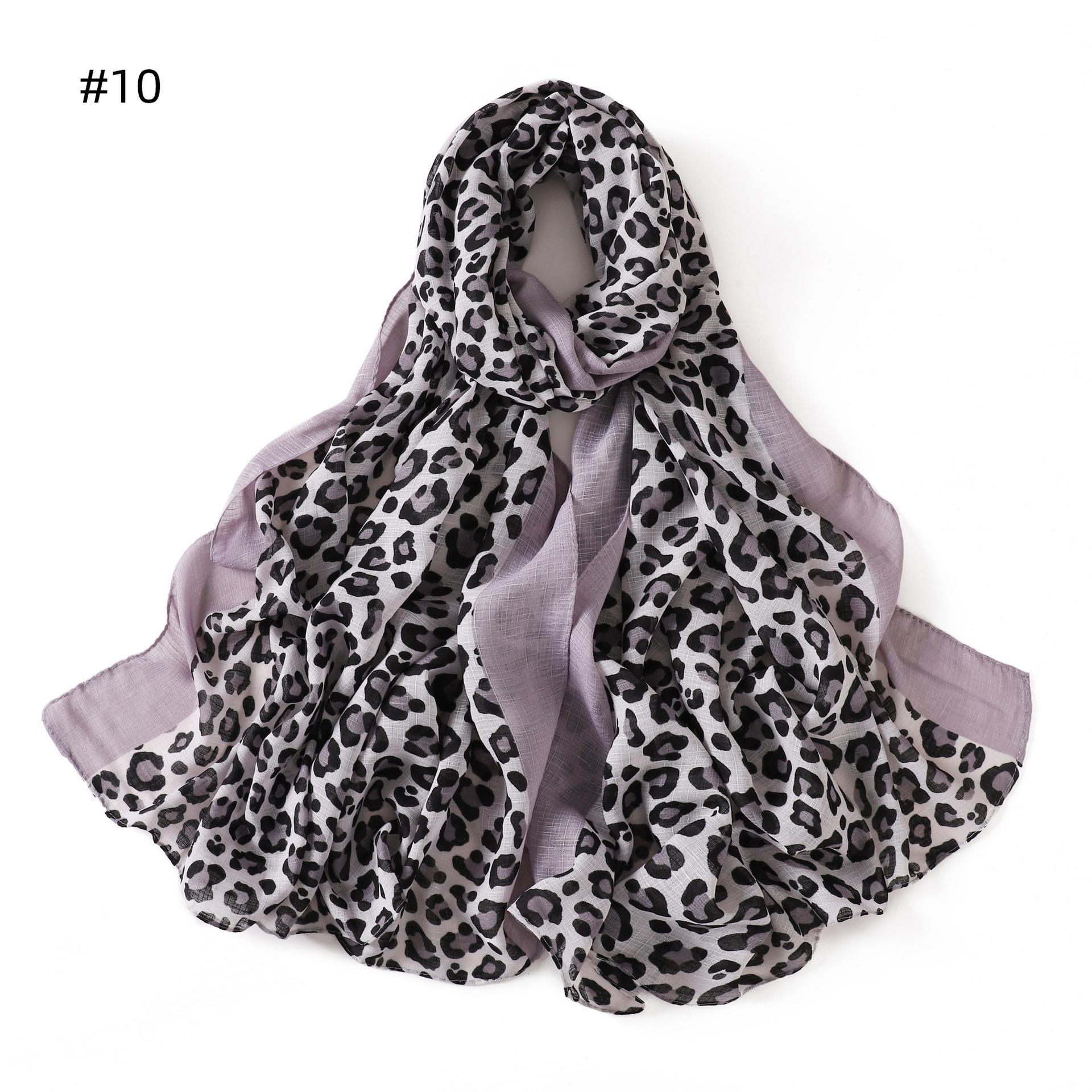

Sunscreen Voile Thin Women Scarf Hijab Classic Leopard Print Scarves Soft Lady Foulard Viscose Female Wrap Shawls