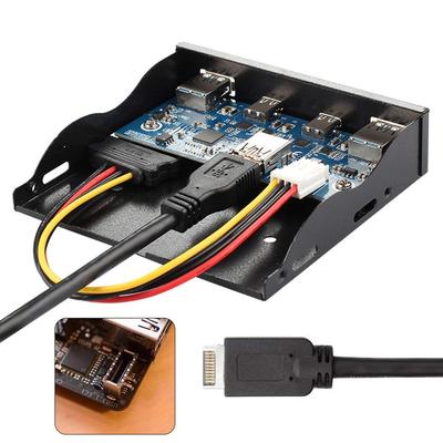 cablecc USB Front Panel Header USB Hub 4 Port Front Panel Motherboard Cable for Floppy Bay 3.1 - USB-C & 3.0 3.5"