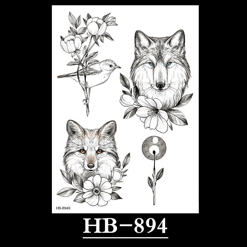 Flower Sketch Tattoo Sticker, Black And White Half Arm Tattoo Sticker, Waterproof And Sweat Proof Tattoo