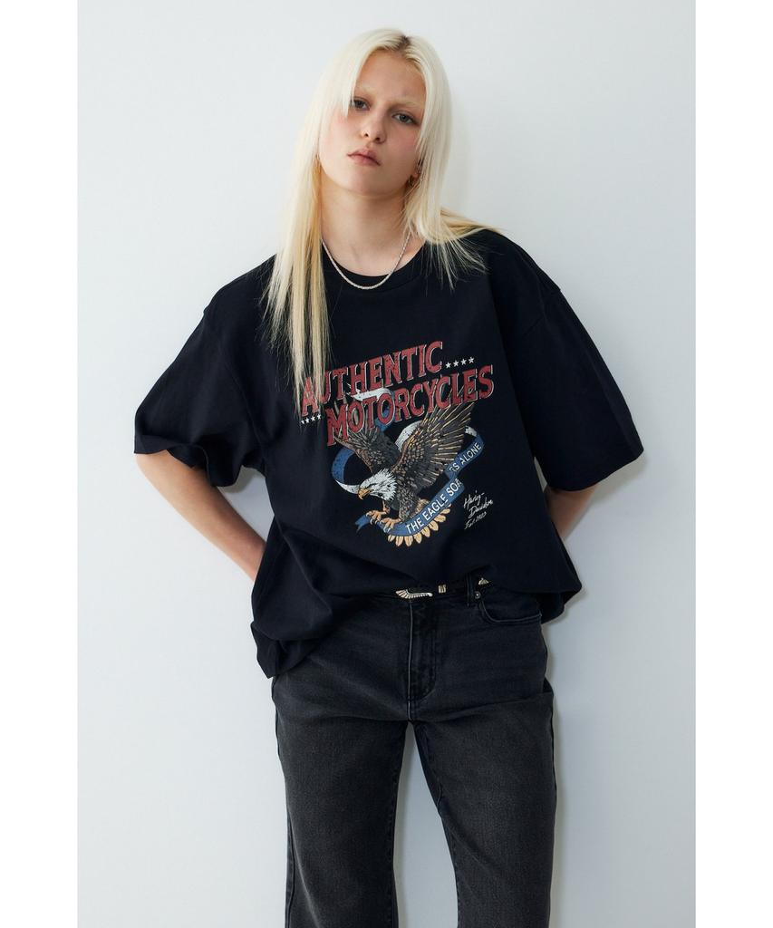 HARLEY-DAVIDSON COLLECTIONS® [Bv] Authentic Eagle Short Sleeve T-Shirt Black_Hh16111056