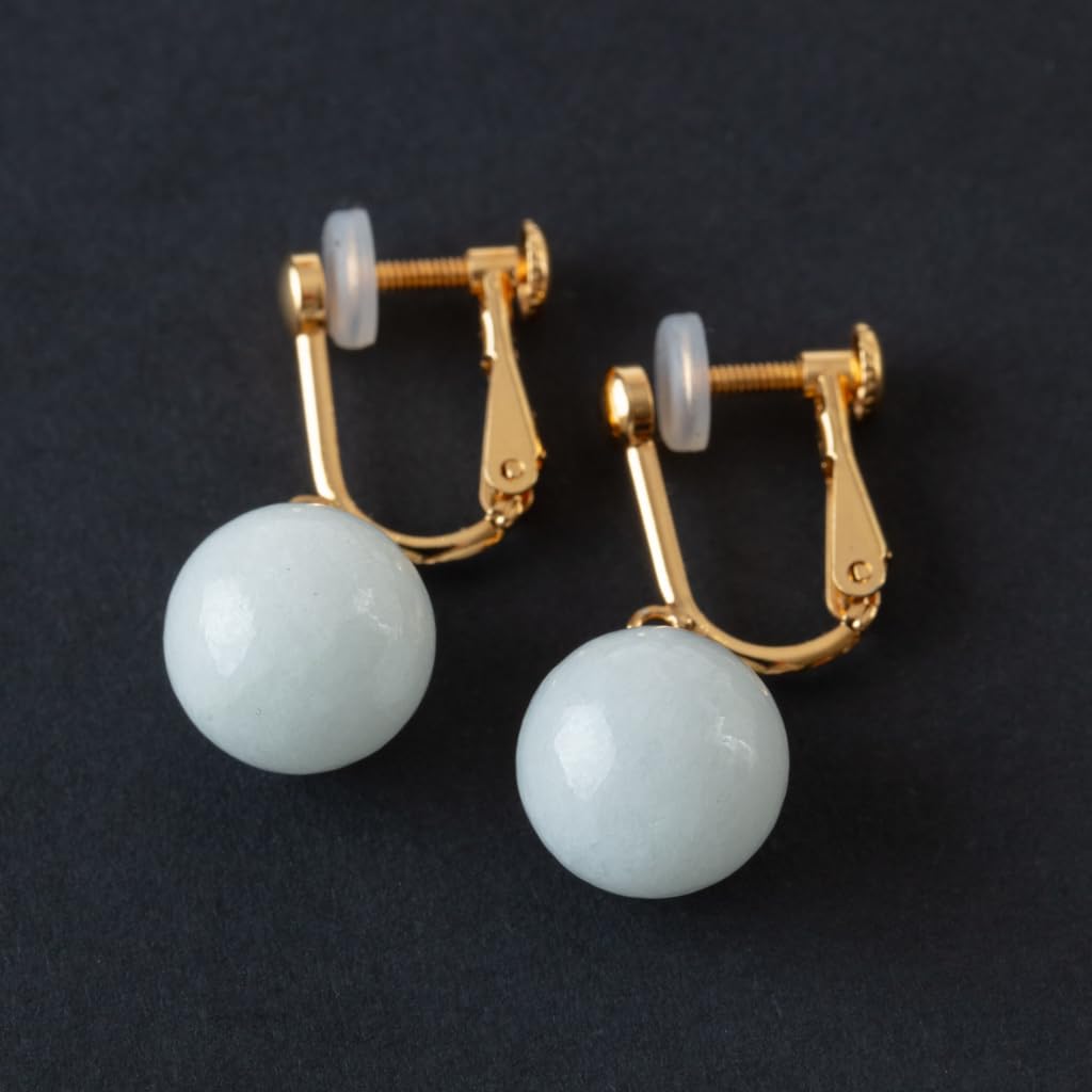 10mm Itoigawa Natural Jadeite Bead Earrings Spring with Silicone Jadeite Workshop Guarantee Japanese National Jomon Power Stone APS0130 (Screw Cover)