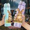 1PC Wild Field Easter Bunny 750ml Color Plastic Sports Water Bottle Leakproof Flip Straw Lid Suitable for Sports Office Home Use