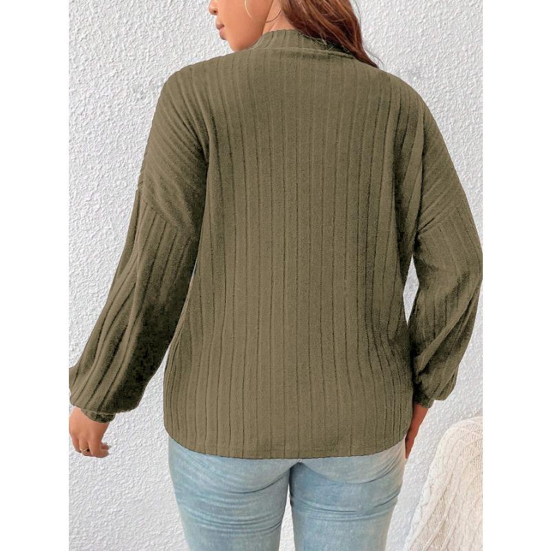Women S Brushed Ribbed Half High Neck Solid Color Long Sleeve Top