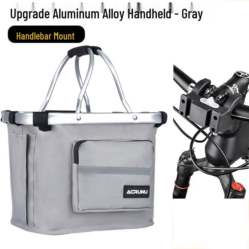 ACRUNU Waterproof Front Basket for Mountain Bike & Electric Scooter - Commuting Foldable Aluminum Alloy Handheld Basket