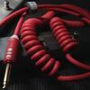 Aestivate Guitar Coiled Cable, Bass Shielded, Curled Cord, 6.35mm Stereo Plug, Instrument Cable, 5m (Red)