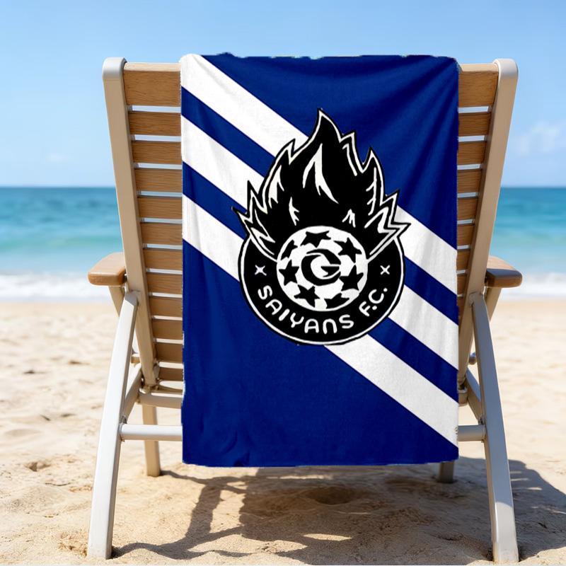 Flame Soccer Emblem Printed Beach Towel, Super Soft Microfiber, Perfect Gift Birthday, for Pool, Beach, Travel, for family and friends