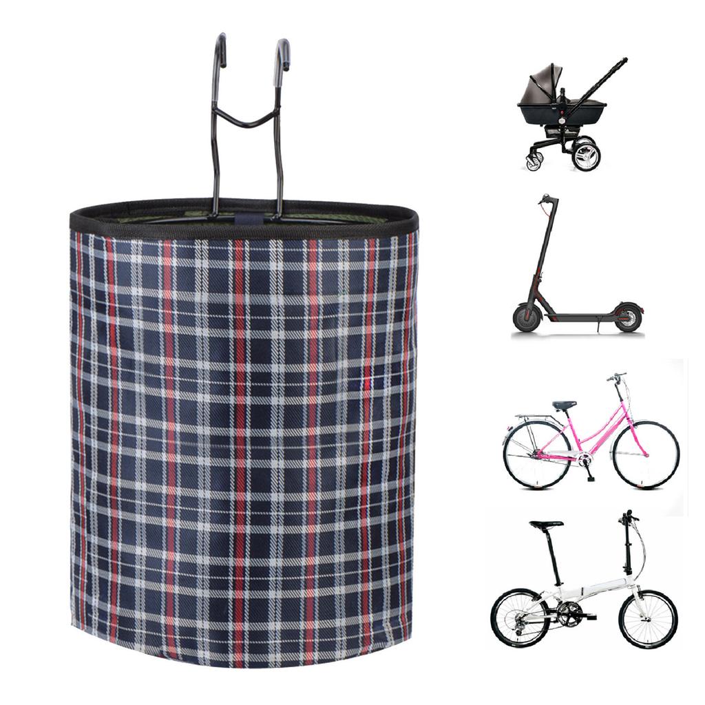 Bike Basket Front Rack Storage Bag Large Capacity Steel Frame Oxford Cloth for Outdoor